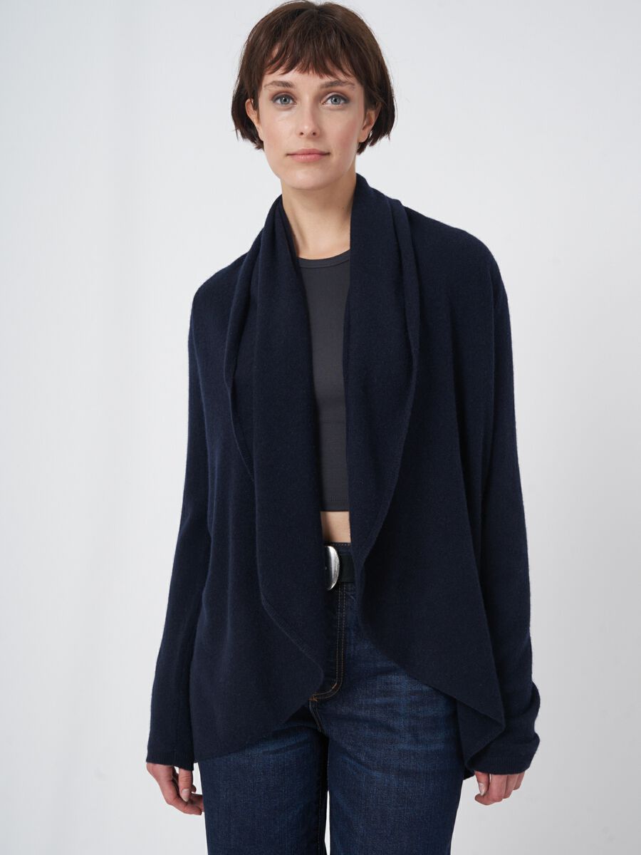 repeat cashmere Open organisch cashmere vest met sjaalkraag