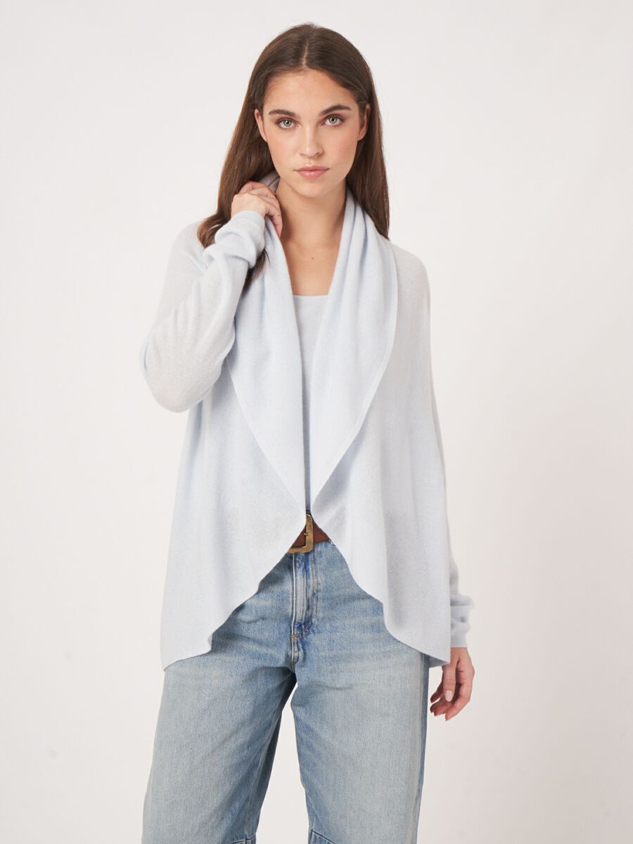 Repeat Cashmere Open Organisch Cashmere Vest Met Sjaalkraag