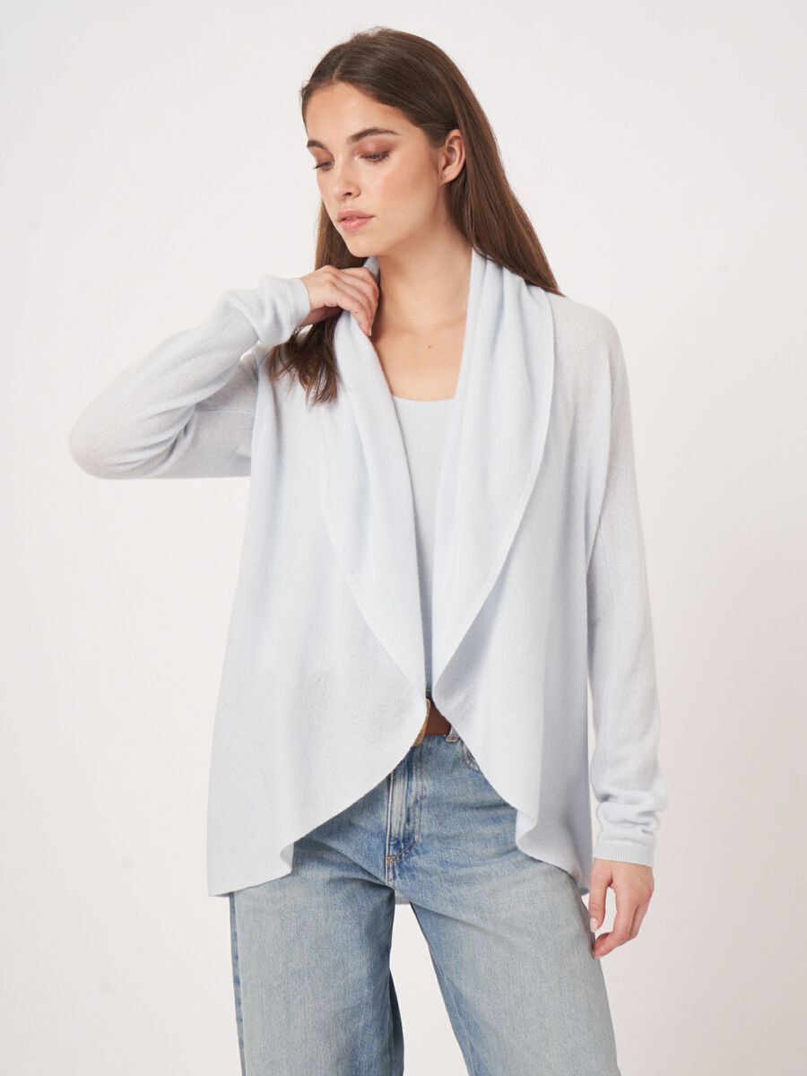 Repeat Cashmere Open Organisch Cashmere Vest Met Sjaalkraag