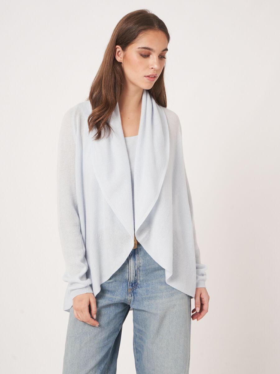 Repeat Cashmere Open Organisch Cashmere Vest Met Sjaalkraag