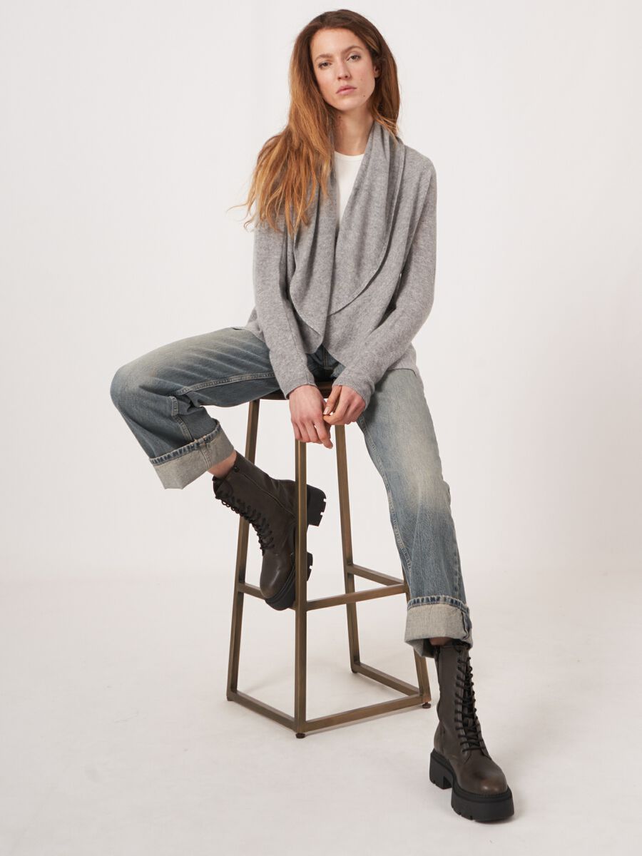 Repeat Cashmere Open Organisch Cashmere Vest Met Sjaalkraag