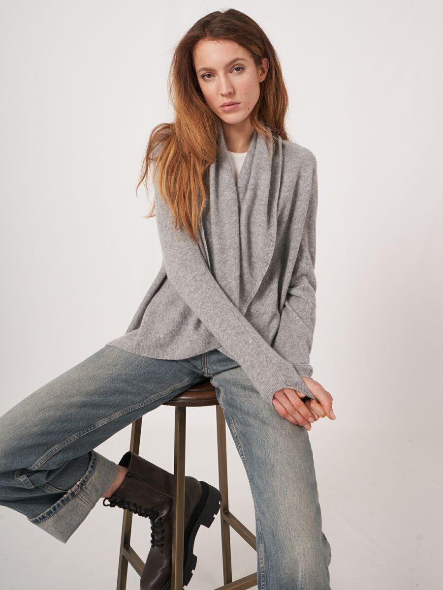 Repeat Cashmere Open Organisch Cashmere Vest Met Sjaalkraag