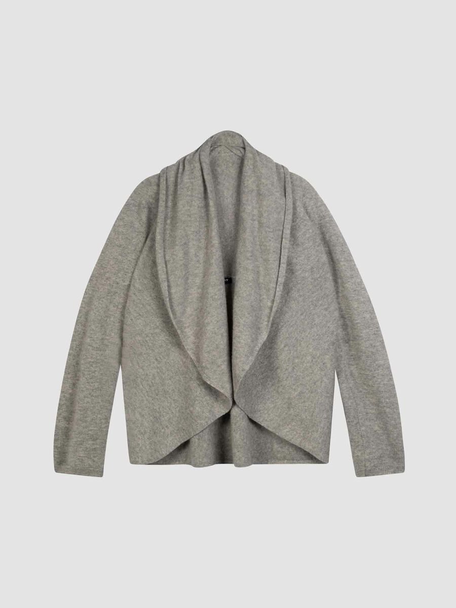 repeat cashmere Open organisch cashmere vest met sjaalkraag