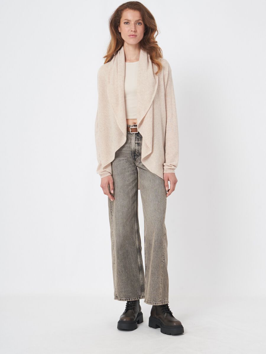 Repeat Cashmere Open Organisch Cashmere Vest Met Sjaalkraag