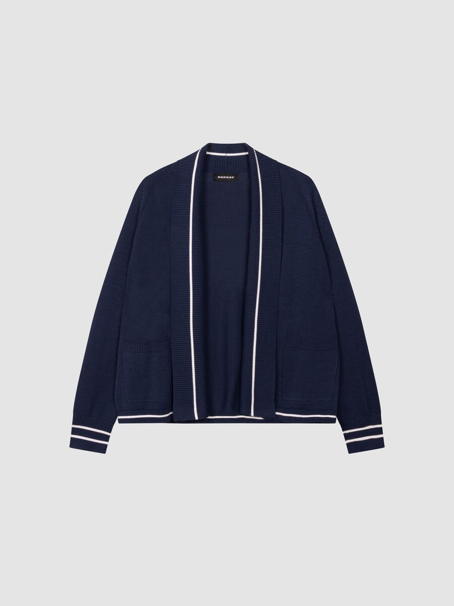 Repeat Cashmere Open Vest Met Strependetail In Katoenmix