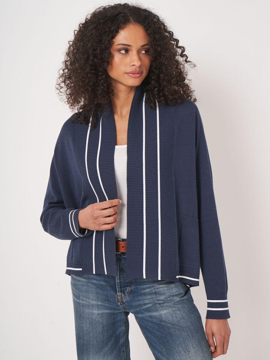 Repeat Cashmere Open Vest Met Strependetail In Katoenmix