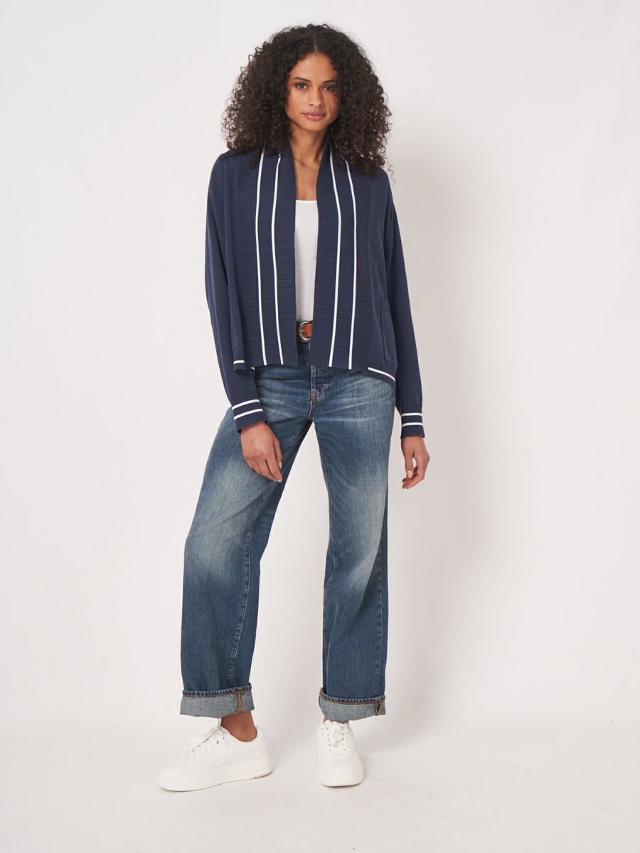 Repeat Cashmere Open Vest Met Strependetail In Katoenmix