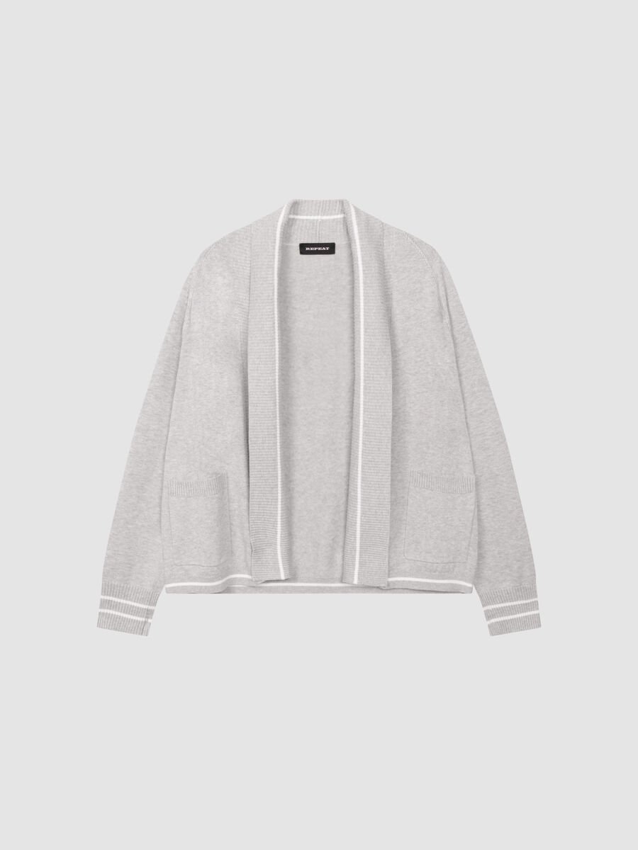 Repeat Cashmere Open Vest Met Strependetail In Katoenmix