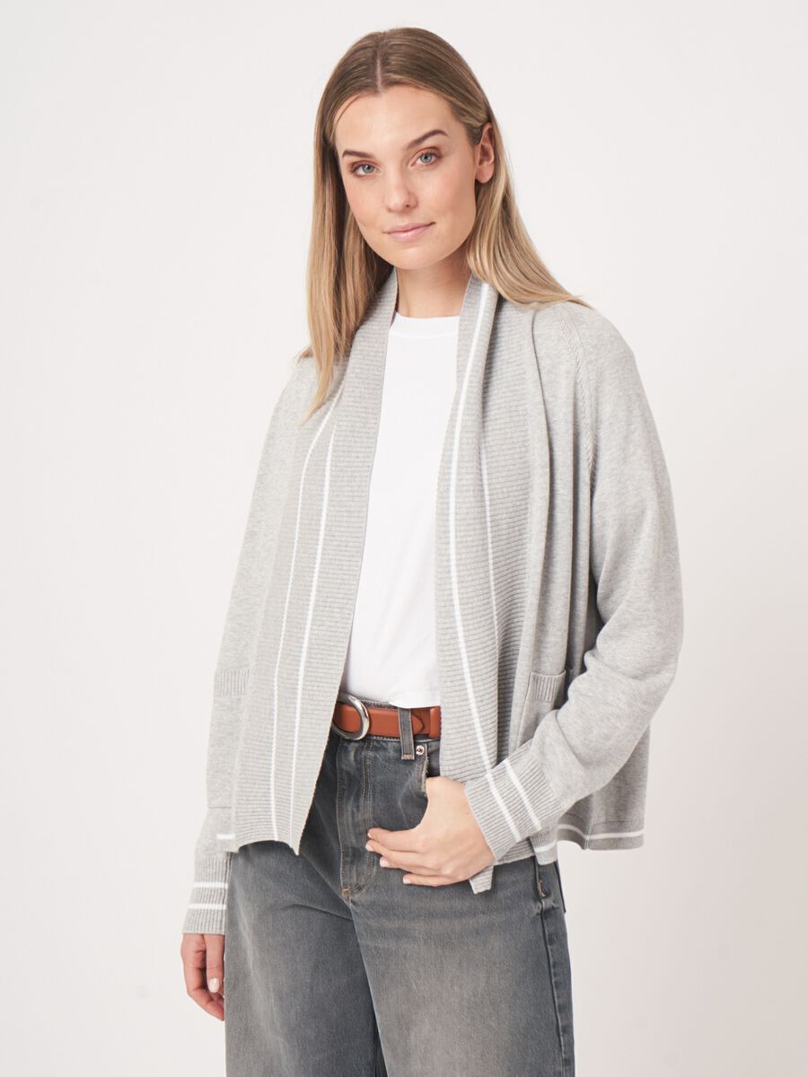 Repeat Cashmere Open Vest Met Strependetail In Katoenmix