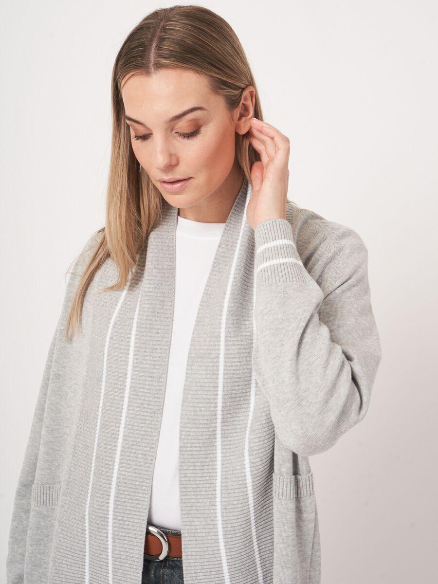 Repeat Cashmere Open Vest Met Strependetail In Katoenmix