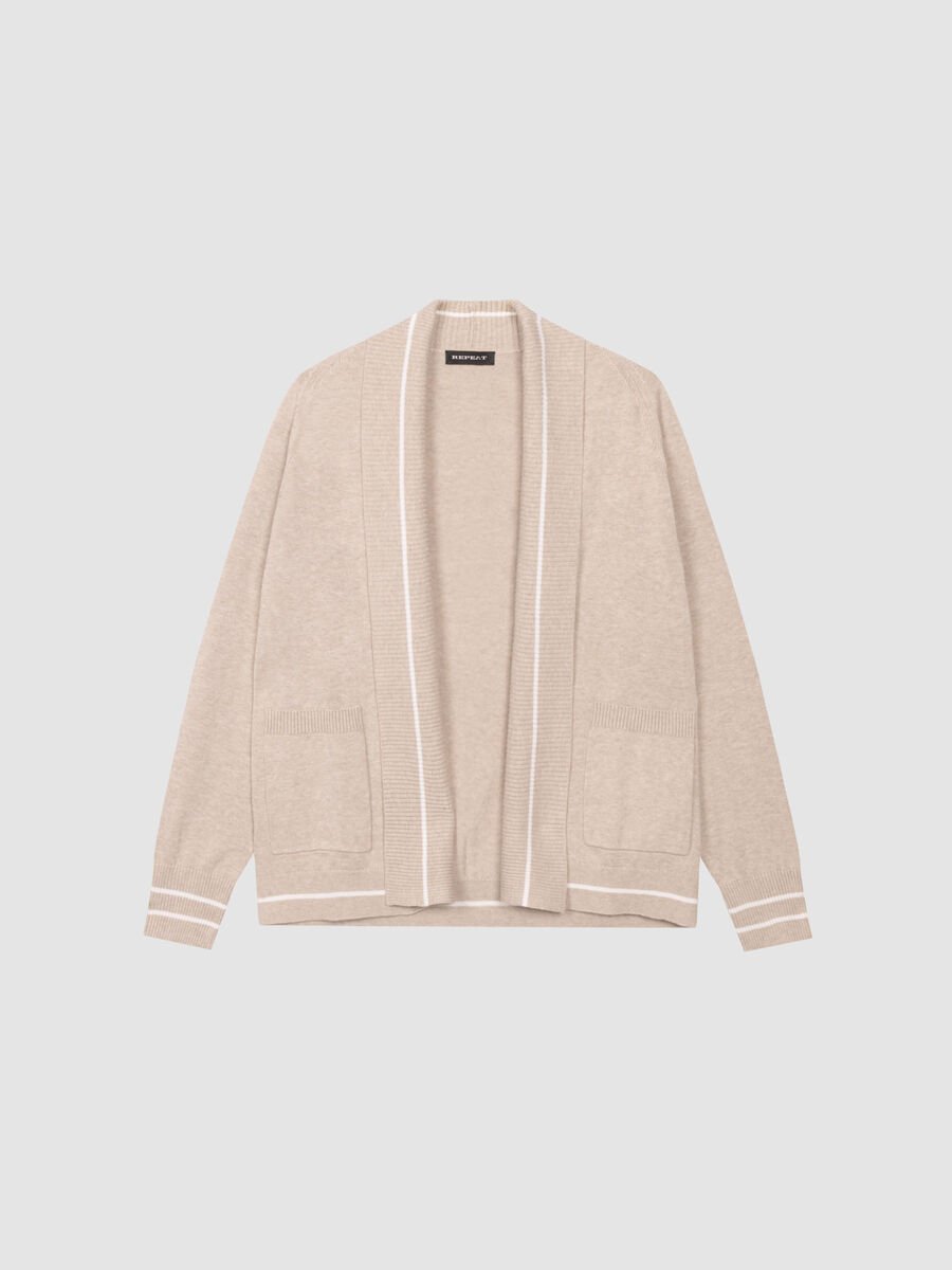 Repeat Cashmere Open Vest Met Strependetail In Katoenmix