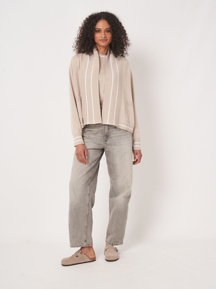 Repeat Cashmere Open Vest Met Strependetail In Katoenmix