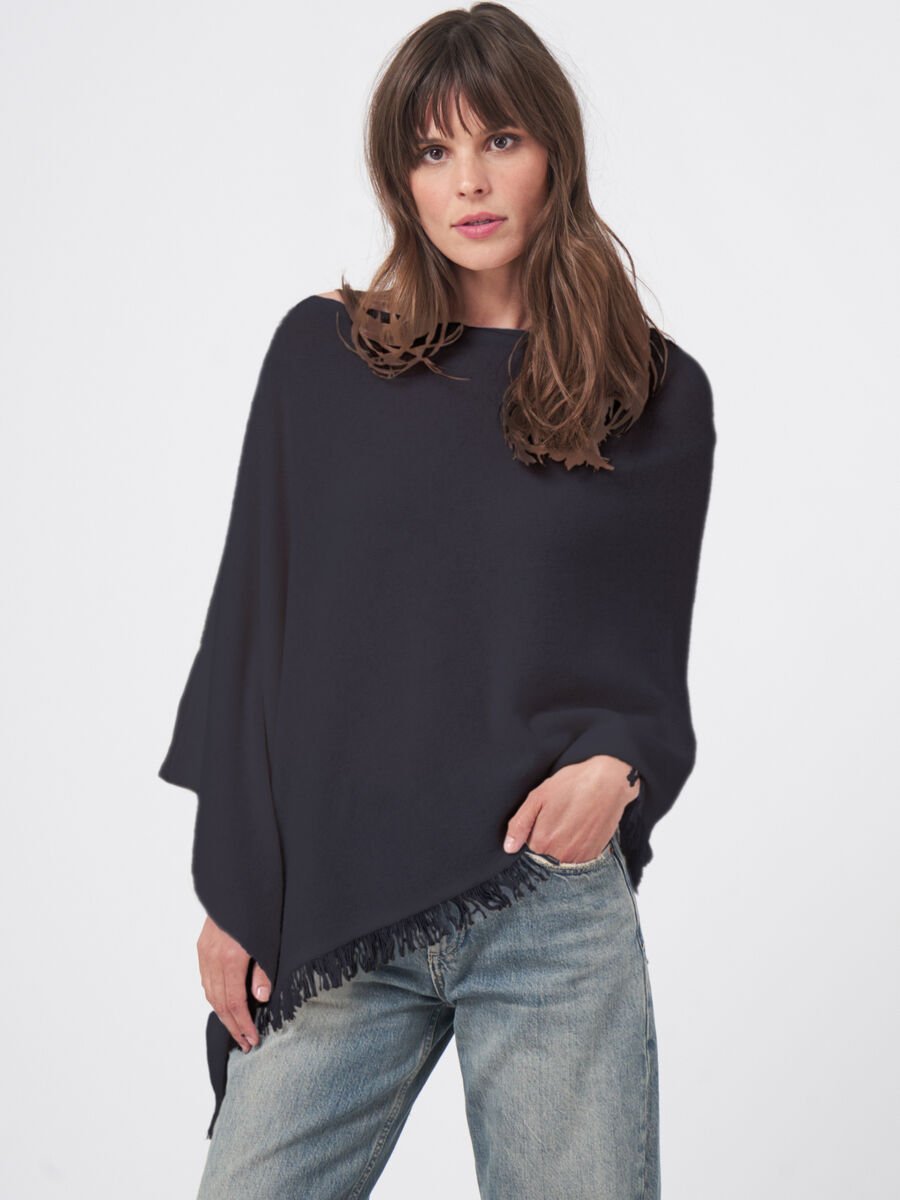 Repeat Cashmere Organisch Cashmere Poncho Met Franjes