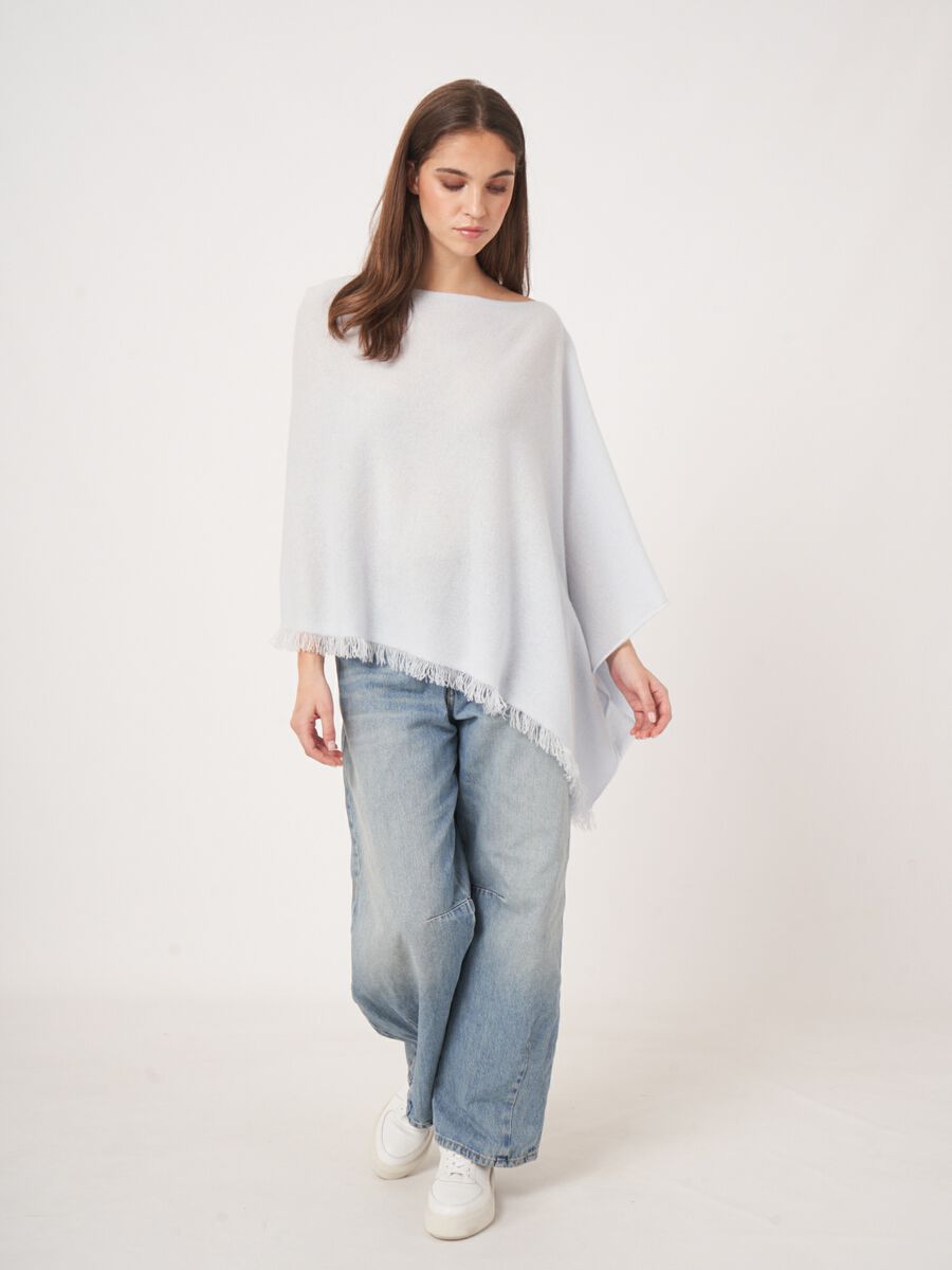 Repeat Cashmere Organisch Cashmere Poncho Met Franjes
