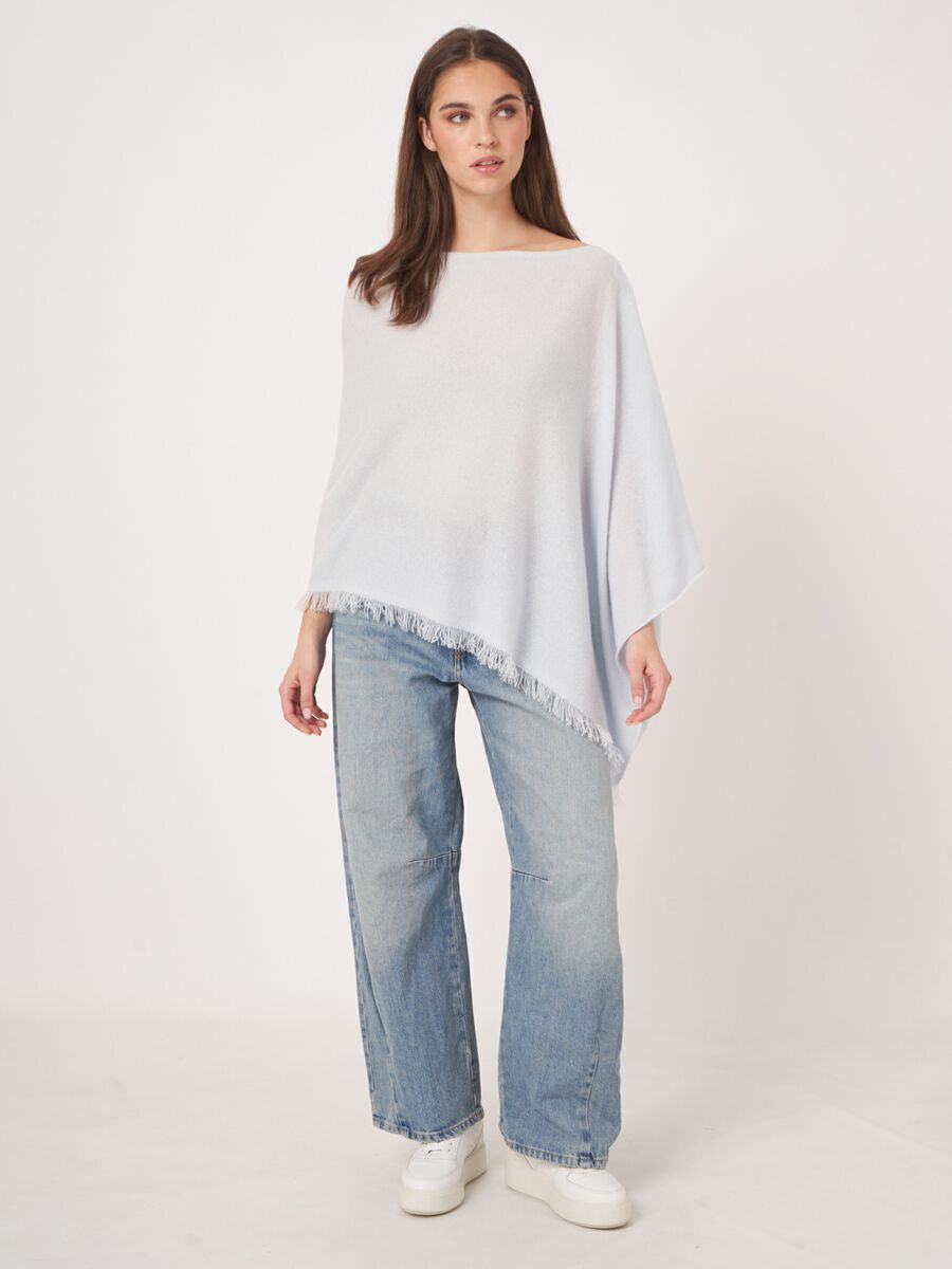 Repeat Cashmere Organisch Cashmere Poncho Met Franjes
