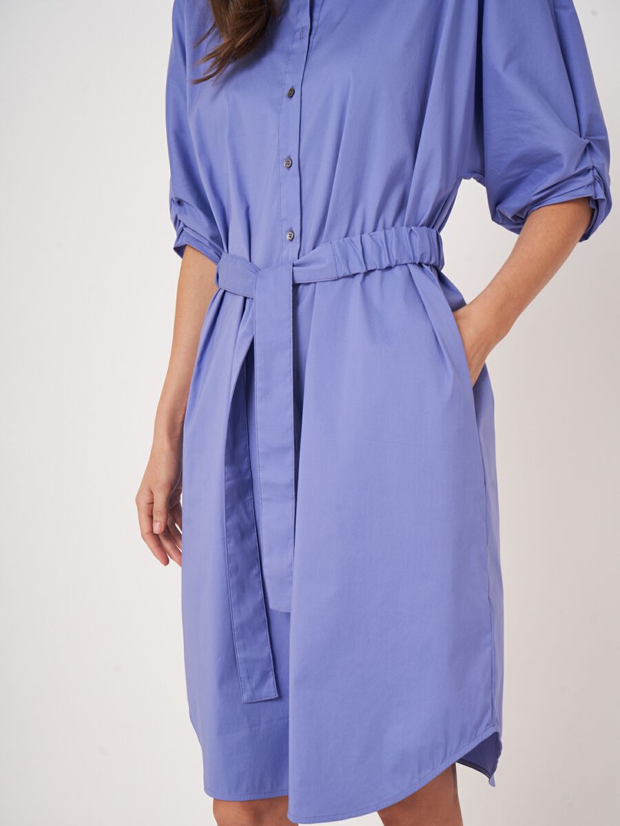 Repeat Cashmere Overhemdjurk Met Korte Vleermuismouwen En Ceintuur