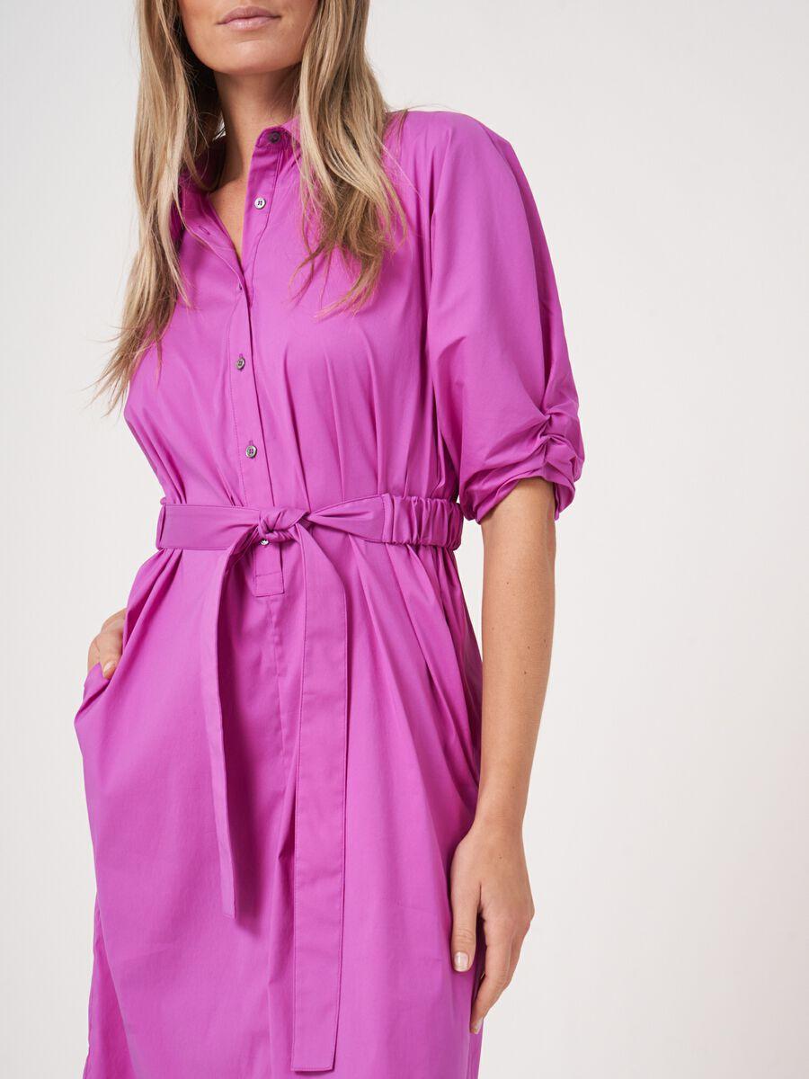 Repeat Cashmere Overhemdjurk Met Korte Vleermuismouwen En Ceintuur