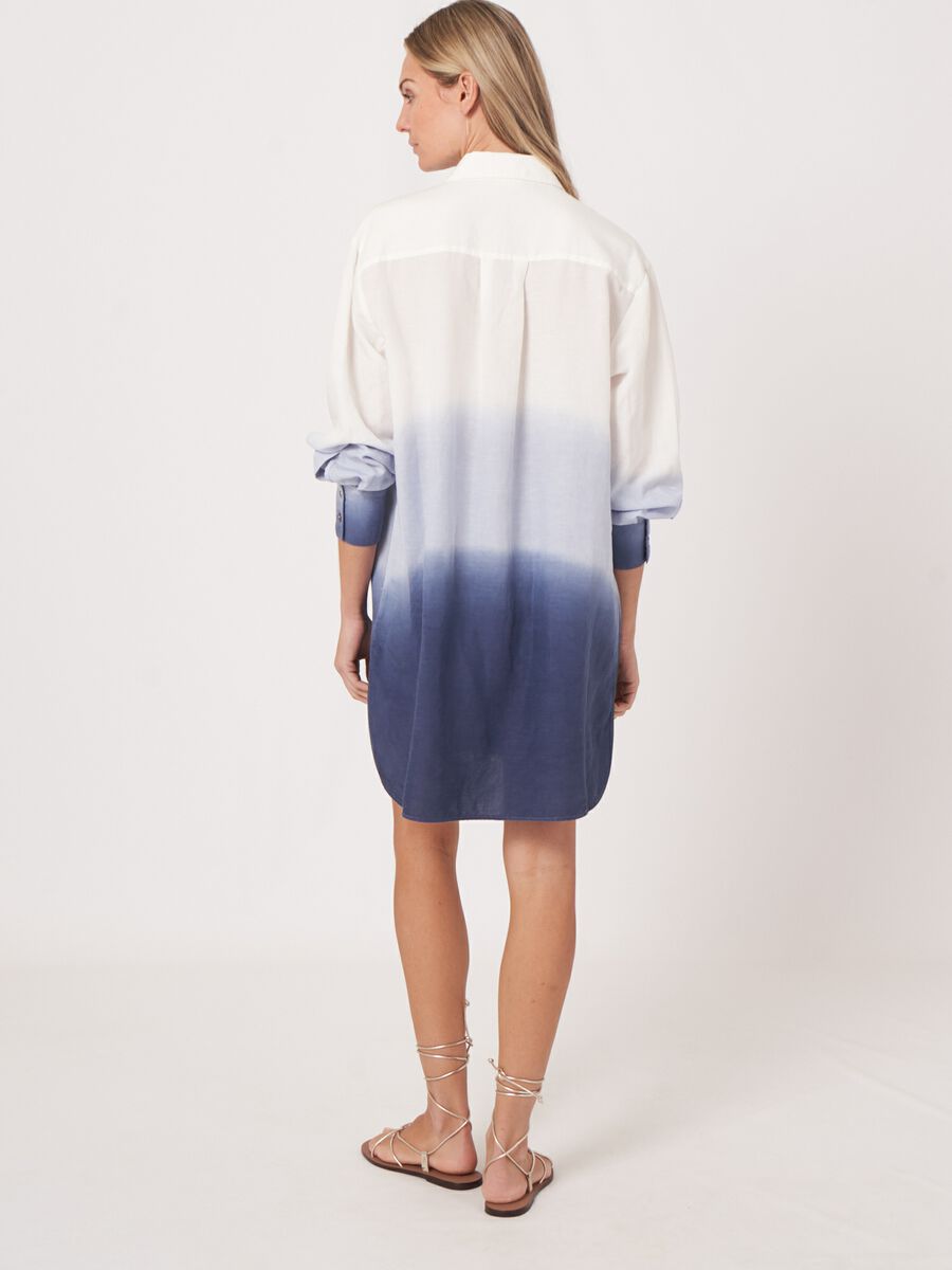 Repeat Cashmere Overhemdjurk Van Linnenmix Met Dip Dye Print