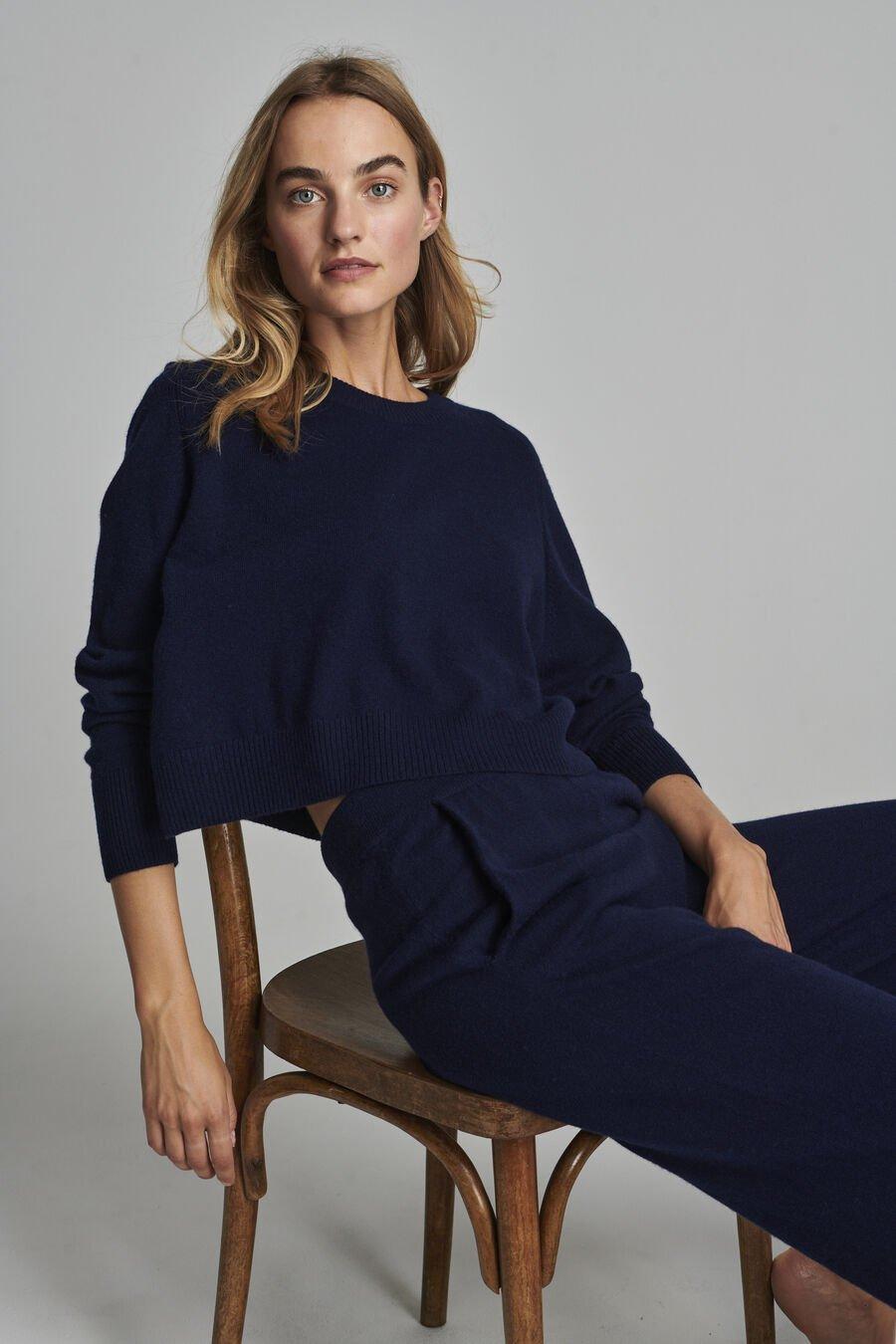repeat cashmere Oversized cashmere trui met ronde hals