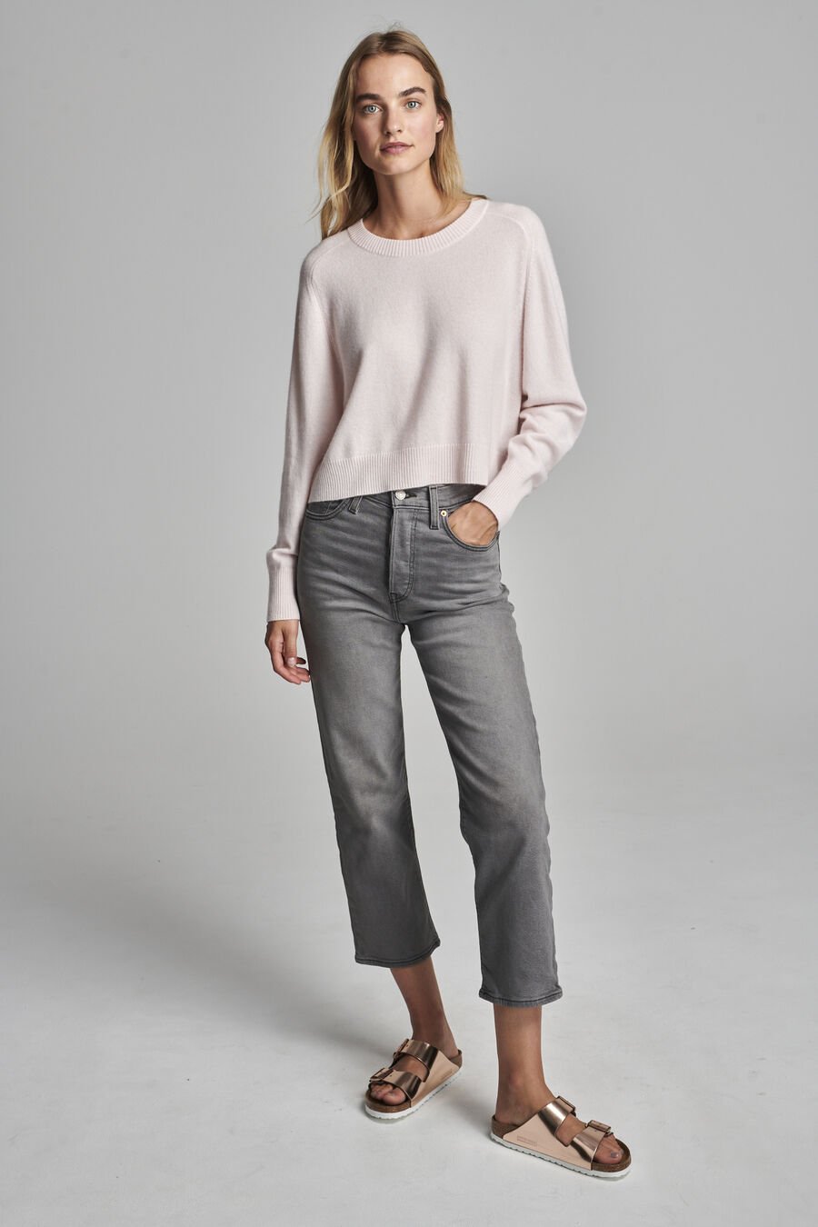 repeat cashmere Oversized cashmere trui met ronde hals