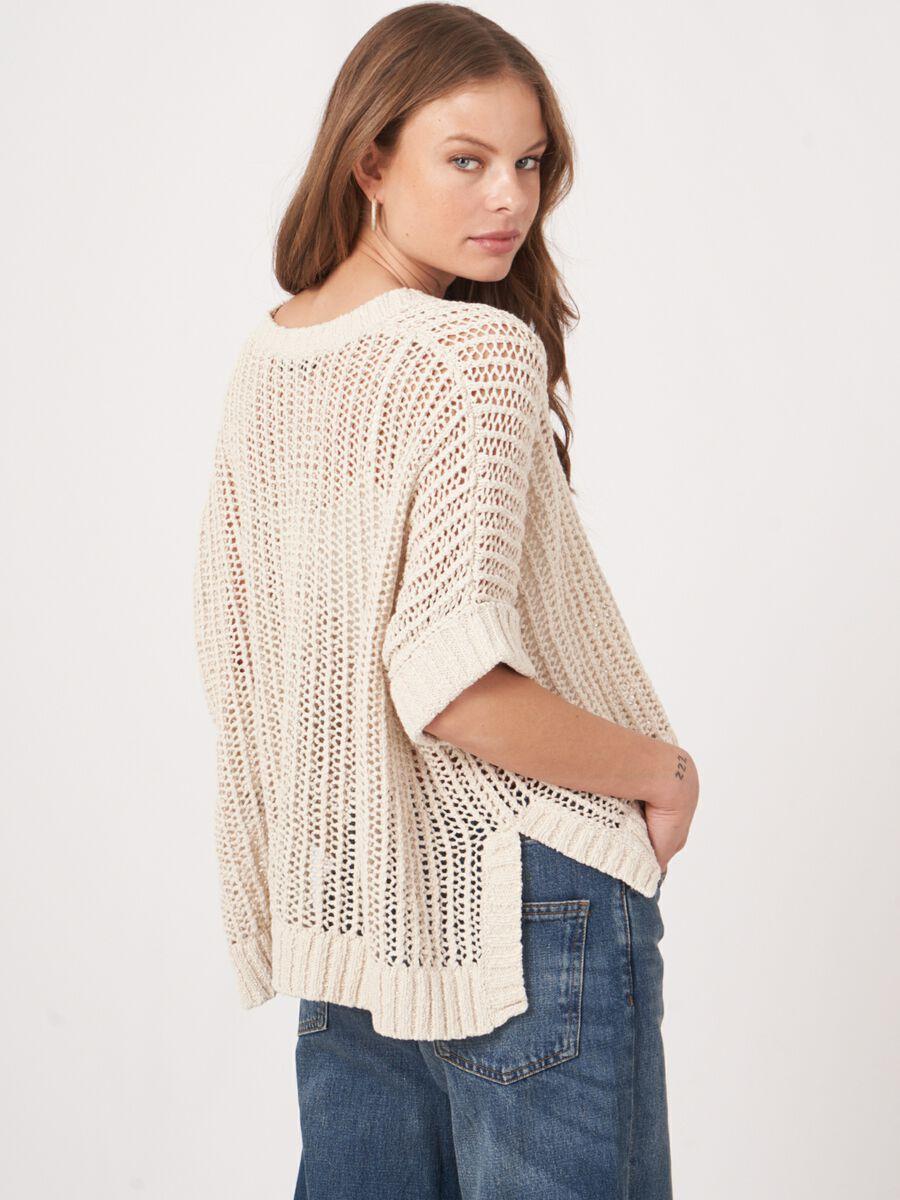 Repeat Cashmere Oversized Gebreid Ajourvest Met Knopen