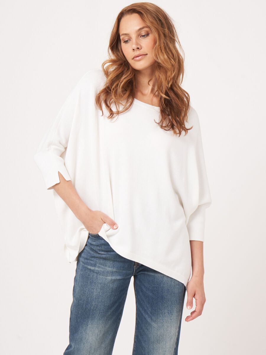 repeat cashmere Oversized poncho-trui van katoenmix