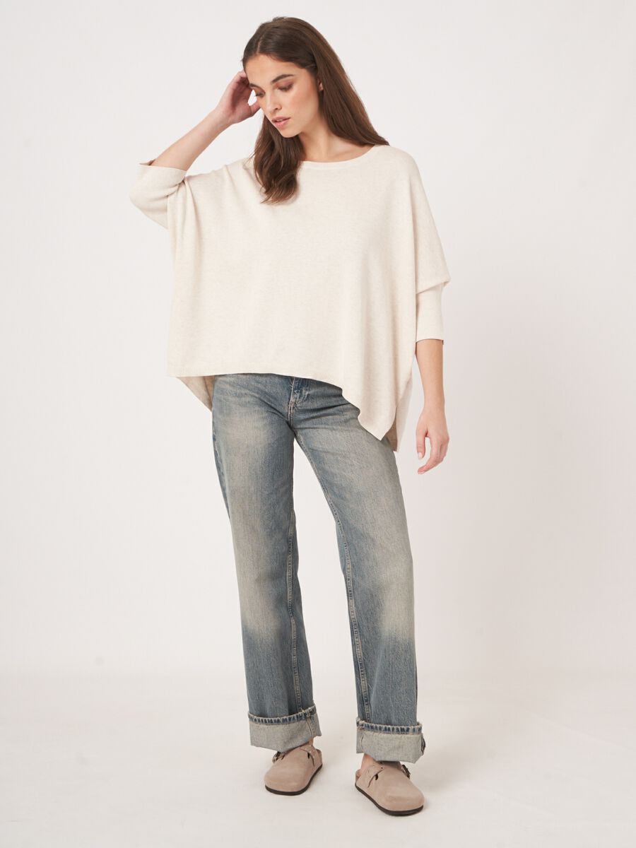 repeat cashmere Oversized poncho-trui van katoenmix