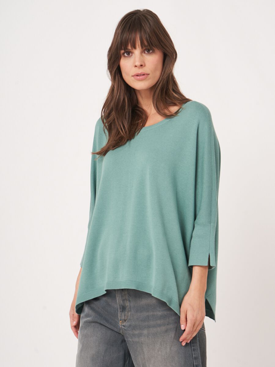 repeat cashmere Oversized poncho-trui van katoenmix