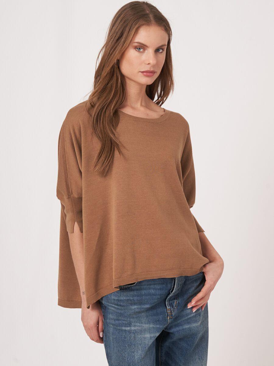 repeat cashmere Oversized poncho-trui van katoenmix