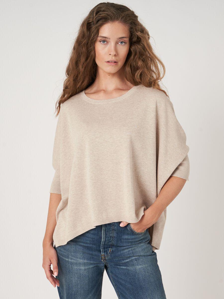 repeat cashmere Oversized poncho-trui van katoenmix