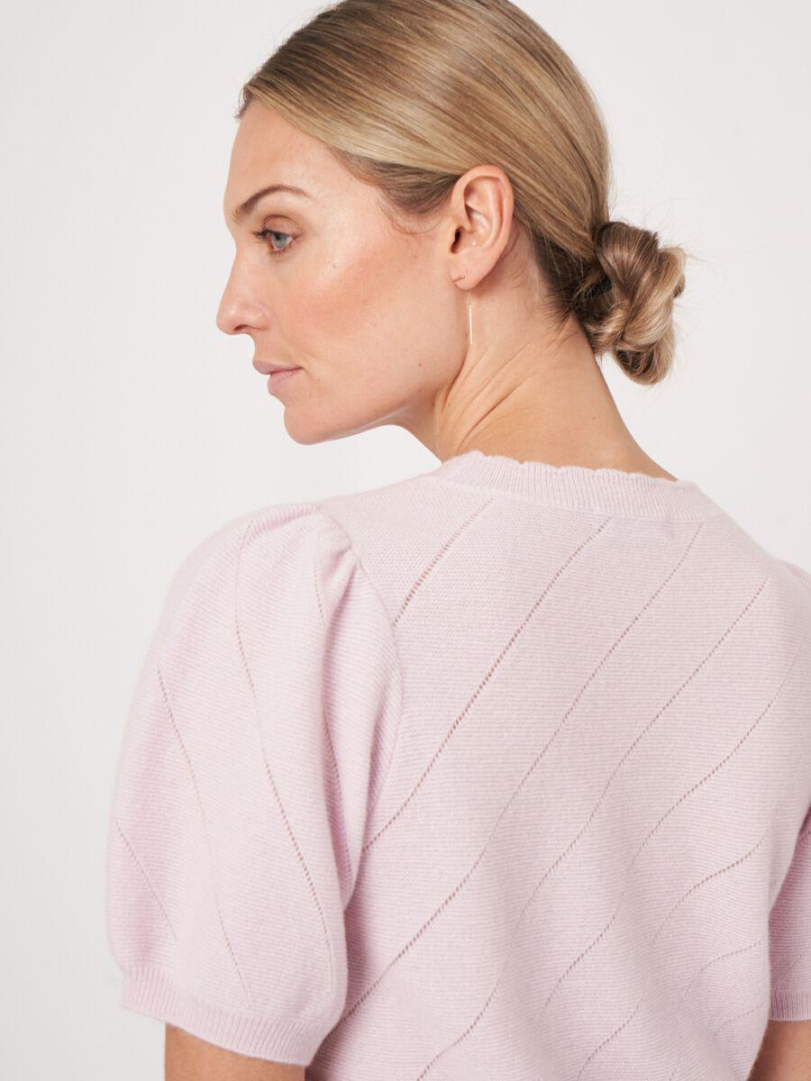 Repeat Cashmere Pointelle Cashmere Trui Met Korte Pofmouwen
