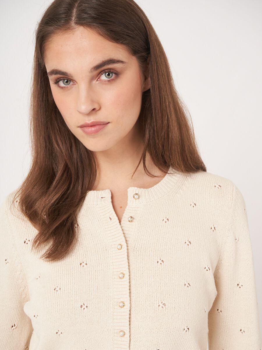 Repeat Cashmere Pointelle Vest Met Parelknopen Van Zuiver Katoen