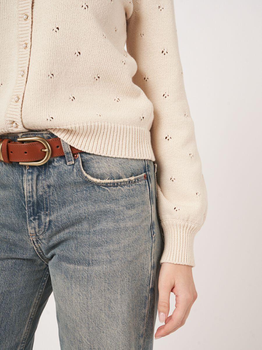 Repeat Cashmere Pointelle Vest Met Parelknopen Van Zuiver Katoen