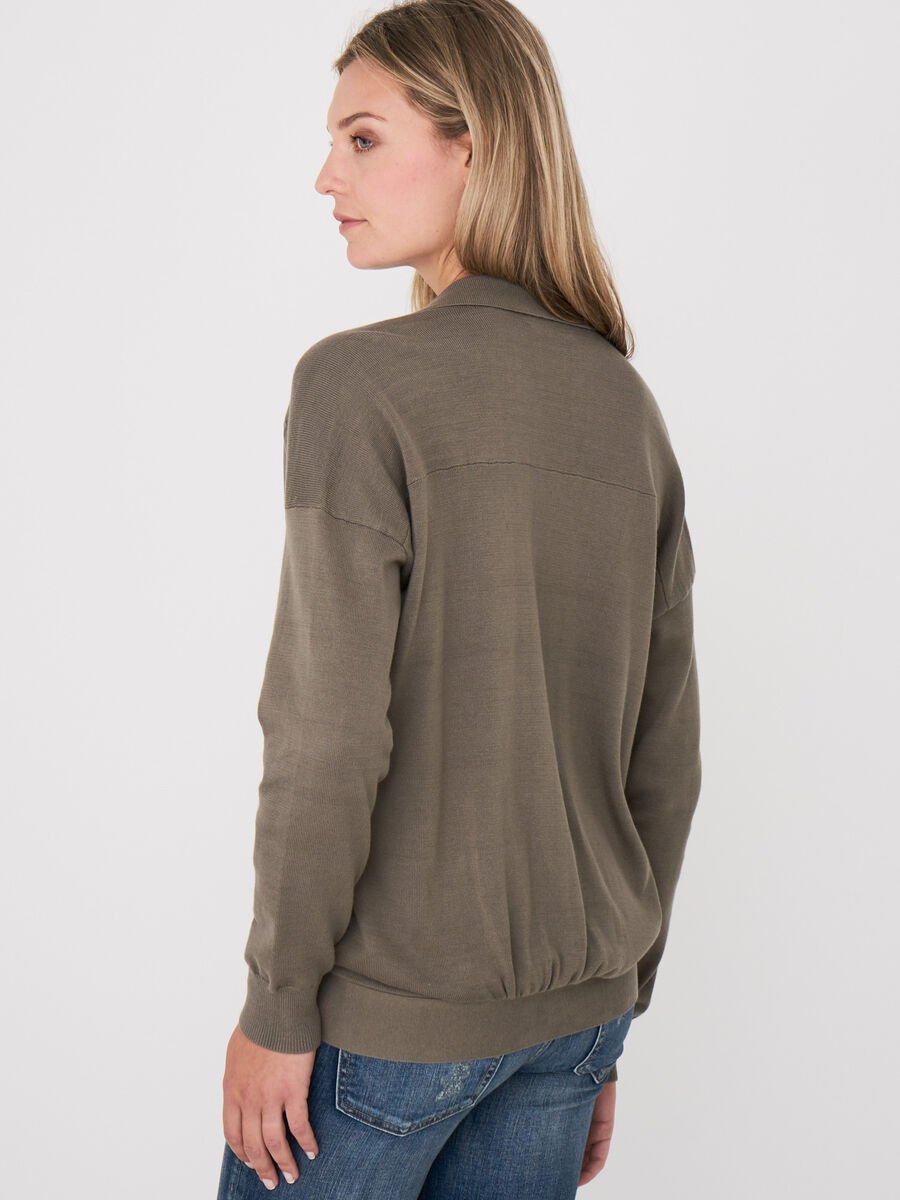 Repeat Cashmere Polotrui Met Zijden Overlappende Halslijn