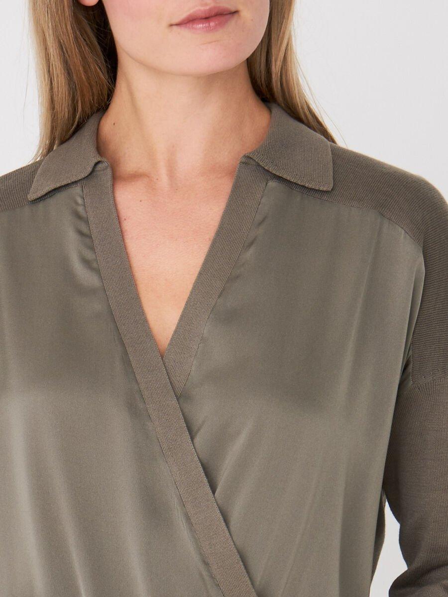 Repeat Cashmere Polotrui Met Zijden Overlappende Halslijn