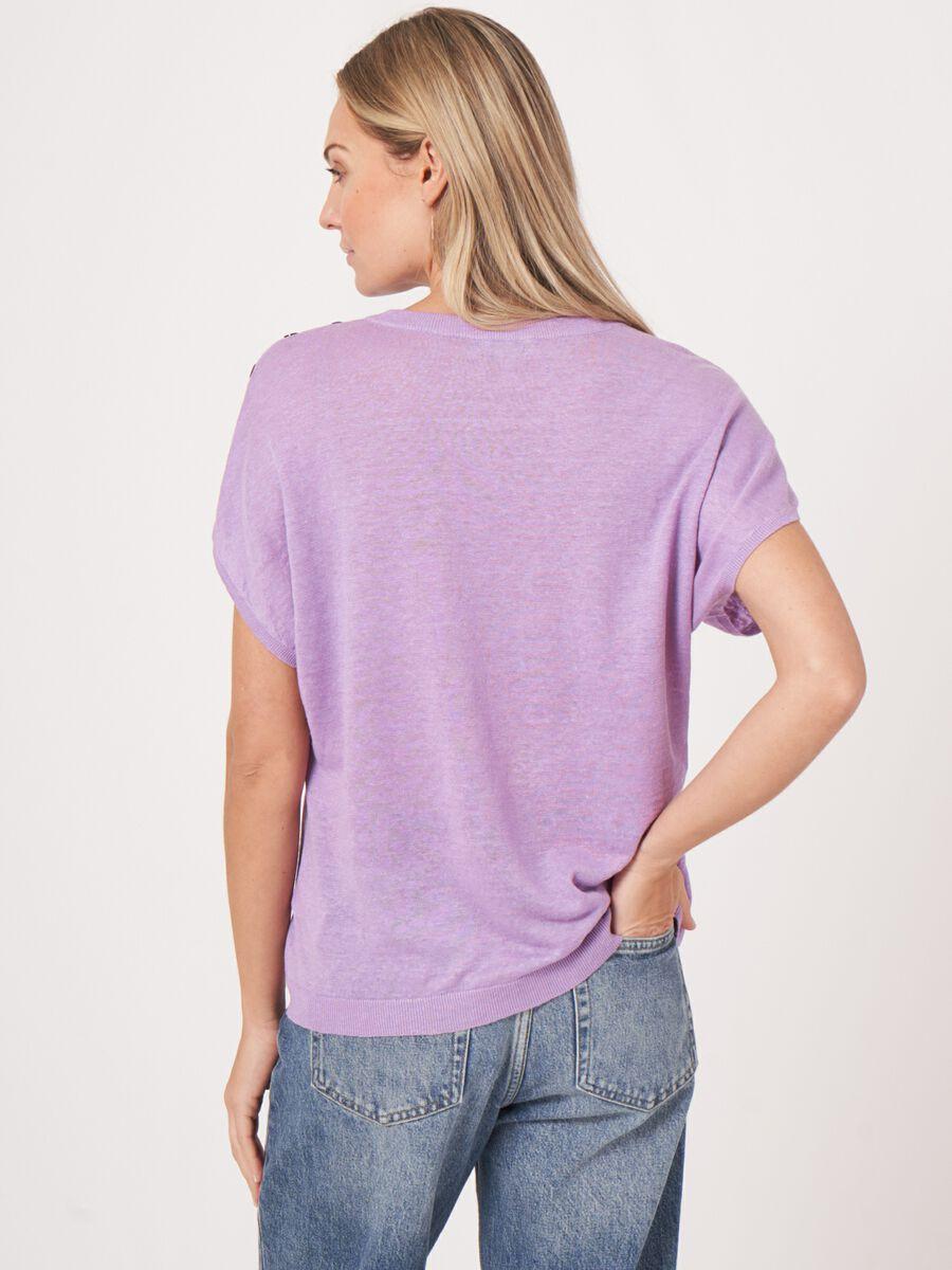 Repeat Cashmere Poncho Gebreide Zuiver Linnen Trui Met Knopen Op Schouder