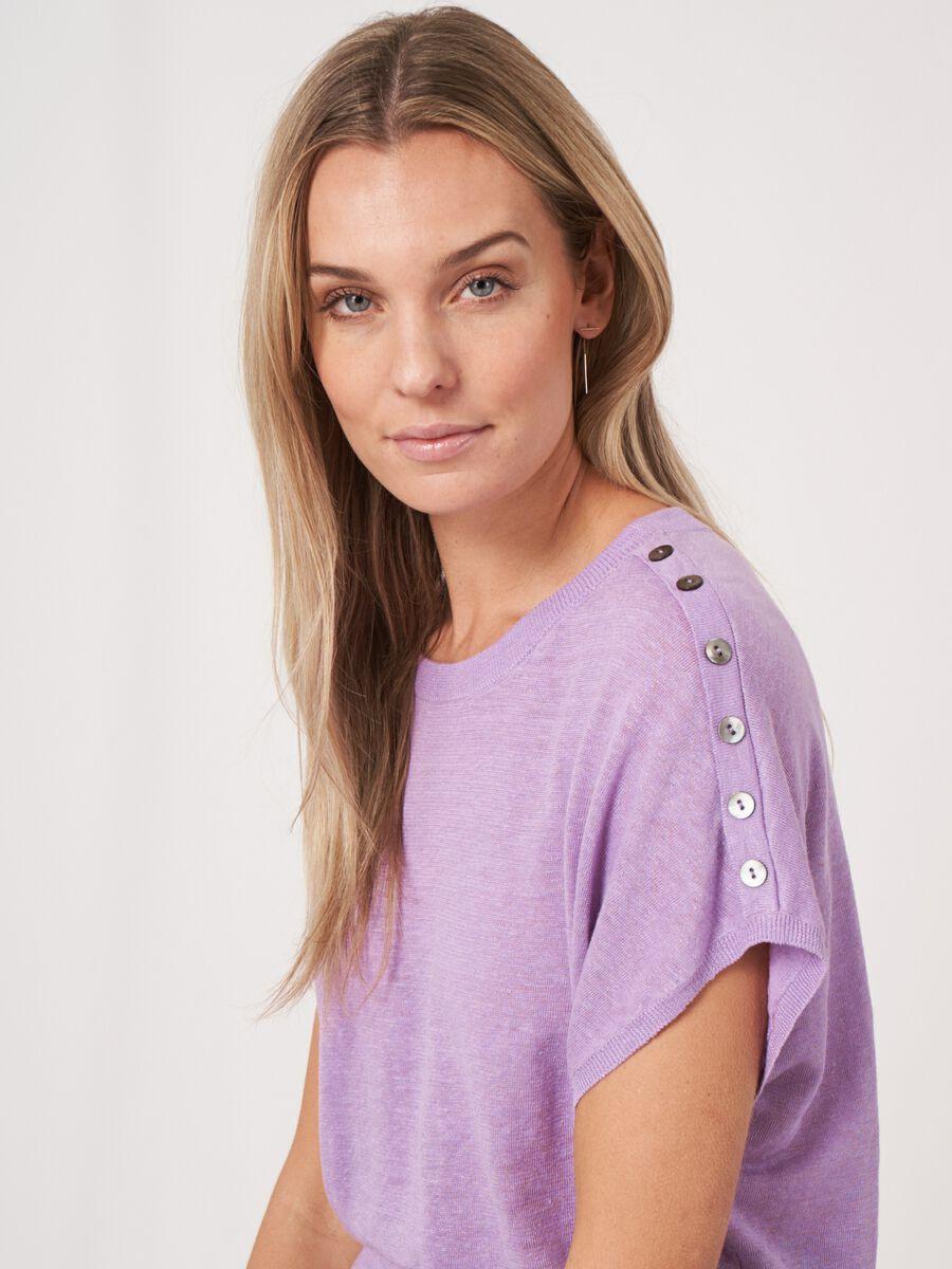 Repeat Cashmere Poncho Gebreide Zuiver Linnen Trui Met Knopen Op Schouder