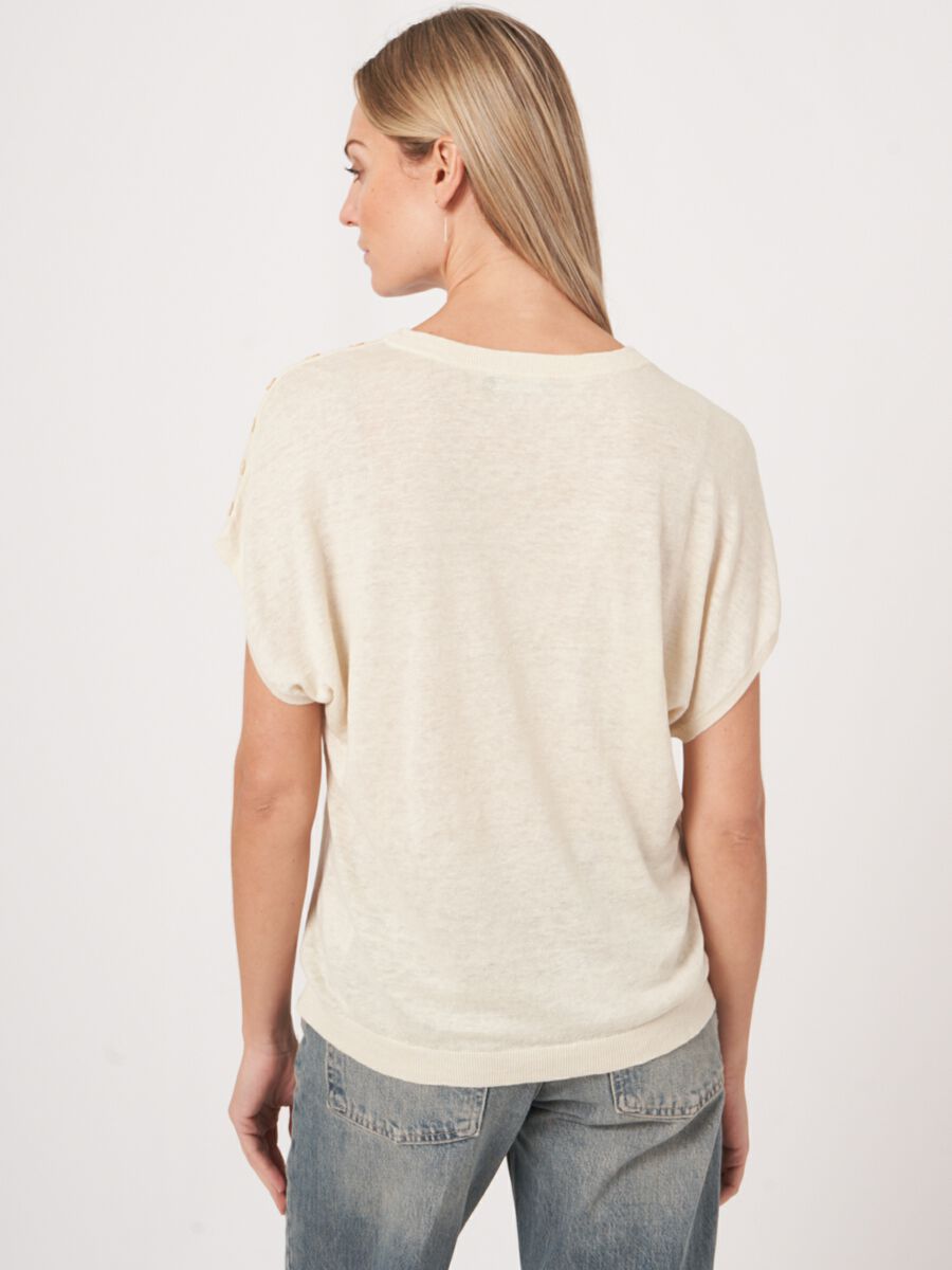 Repeat Cashmere Poncho Gebreide Zuiver Linnen Trui Met Knopen Op Schouder