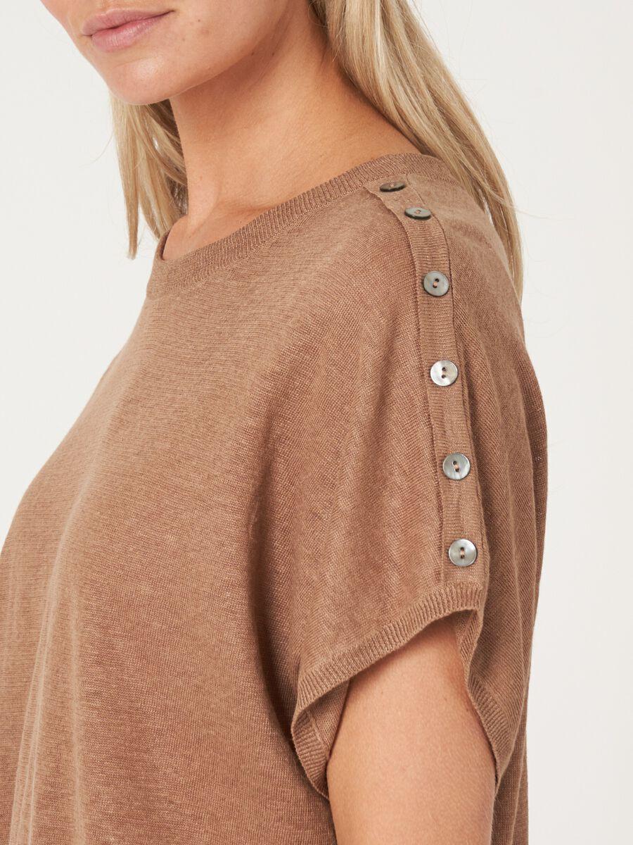 Repeat Cashmere Poncho Gebreide Zuiver Linnen Trui Met Knopen Op Schouder