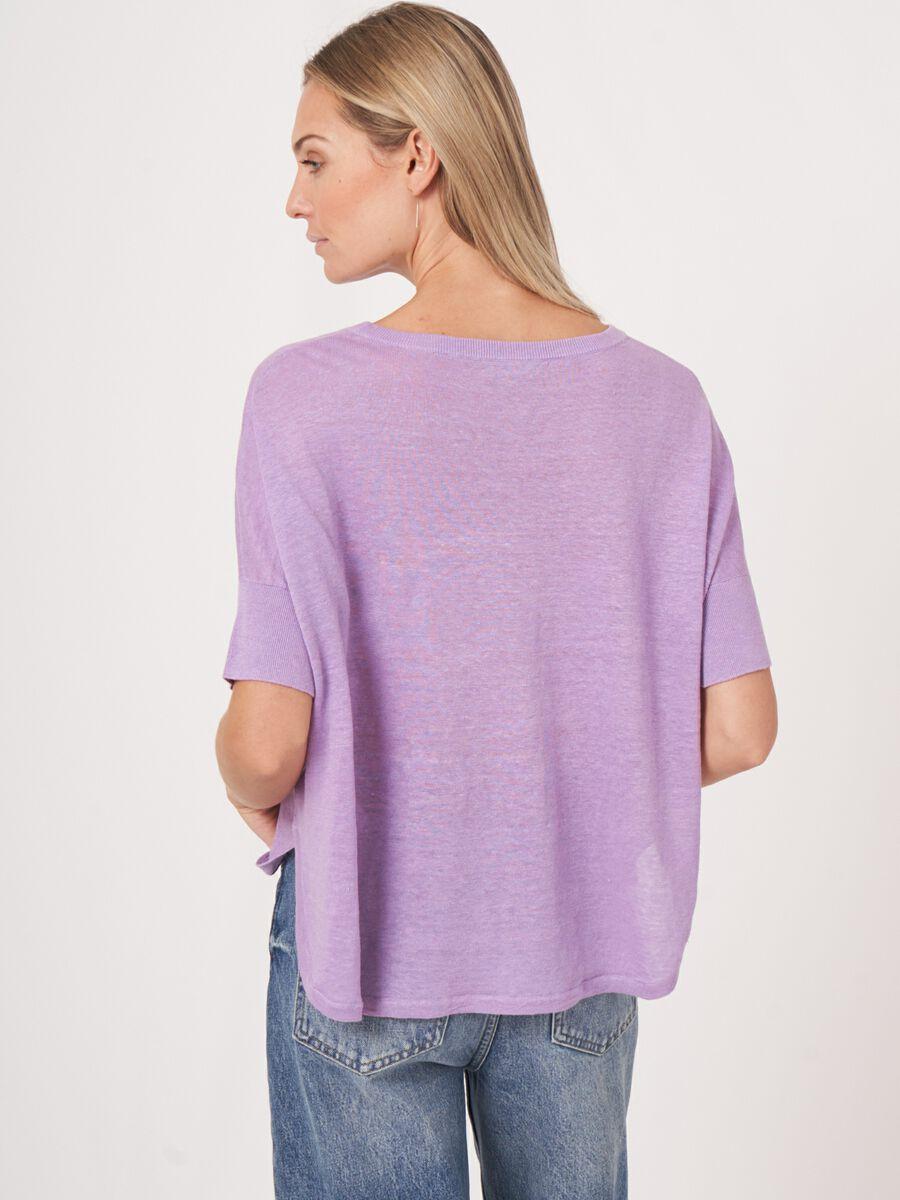 Repeat Cashmere Poncho-trui Met Ronde Zoom Van Zuiver Linnen