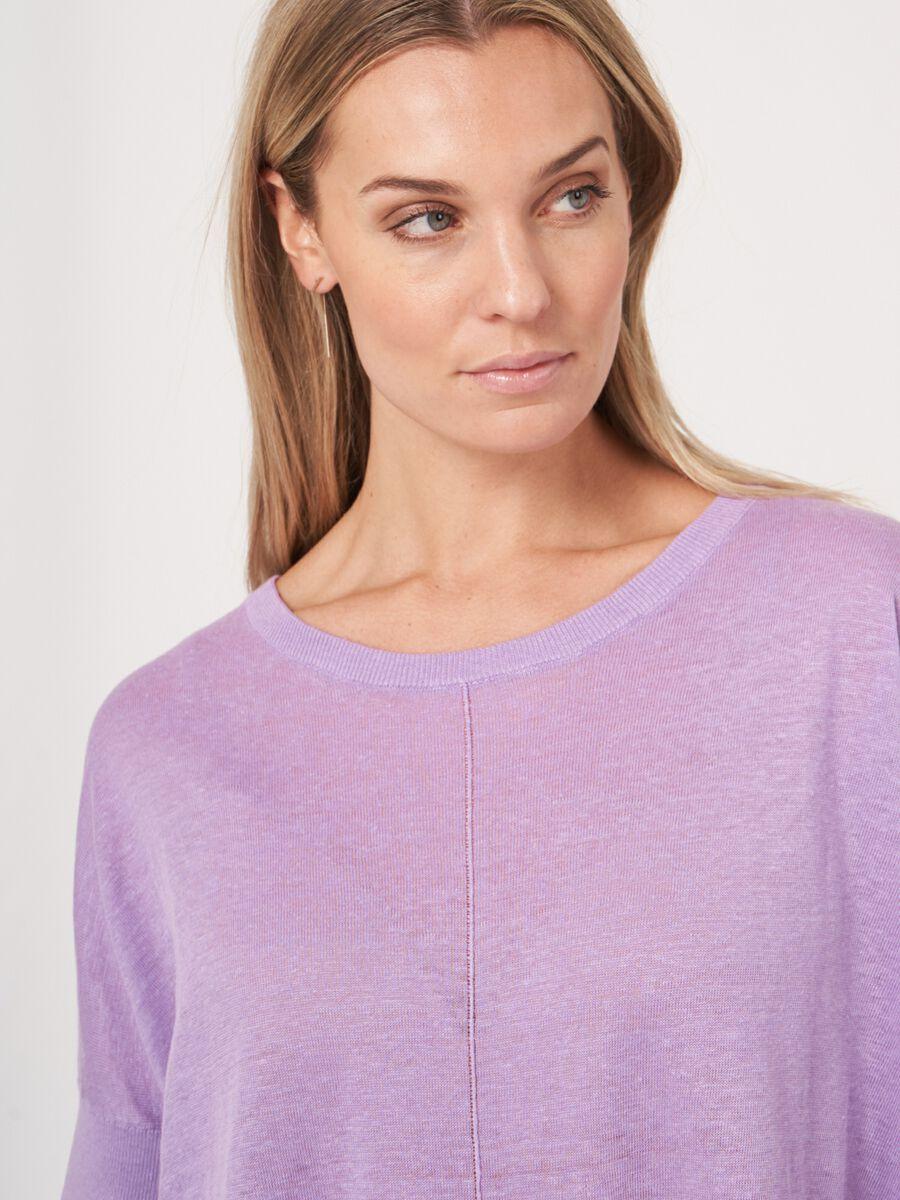Repeat Cashmere Poncho-trui Met Ronde Zoom Van Zuiver Linnen