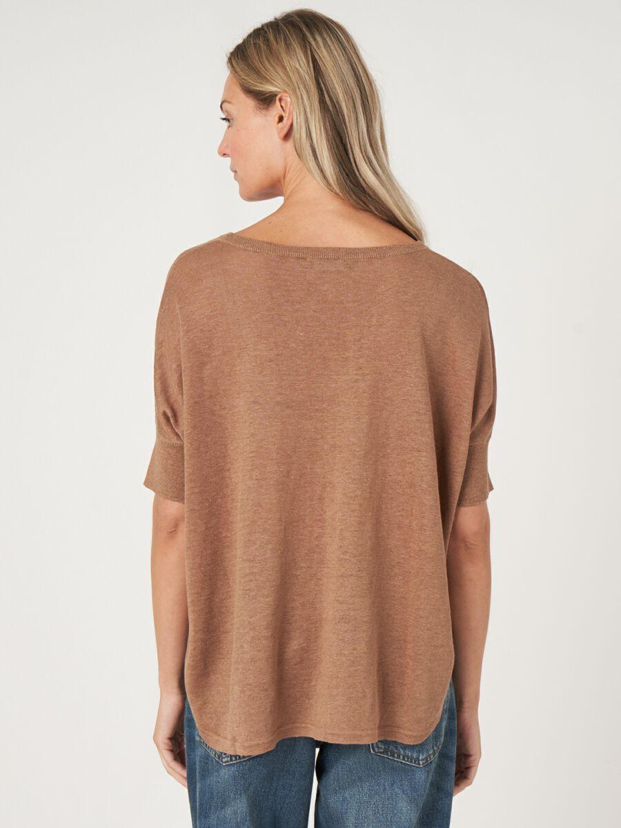 Repeat Cashmere Poncho-trui Met Ronde Zoom Van Zuiver Linnen