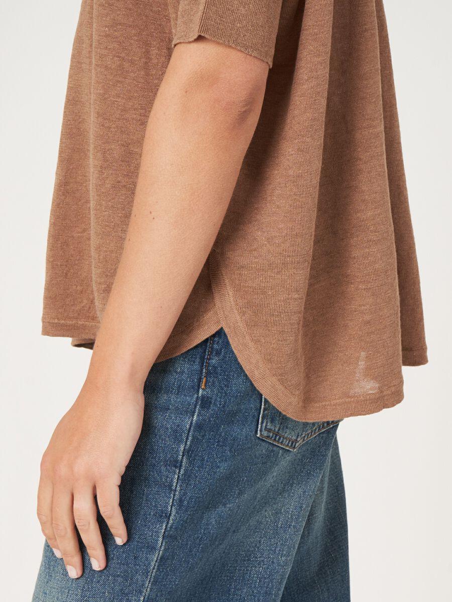 Repeat Cashmere Poncho-trui Met Ronde Zoom Van Zuiver Linnen