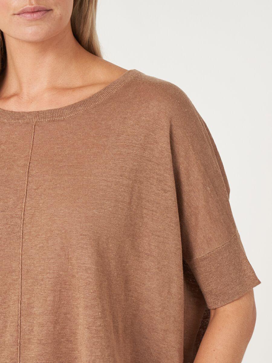 Repeat Cashmere Poncho-trui Met Ronde Zoom Van Zuiver Linnen