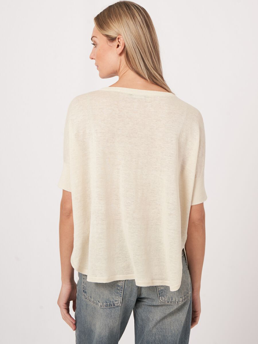 Repeat Cashmere Poncho-trui Met Ronde Zoom Van Zuiver Linnen