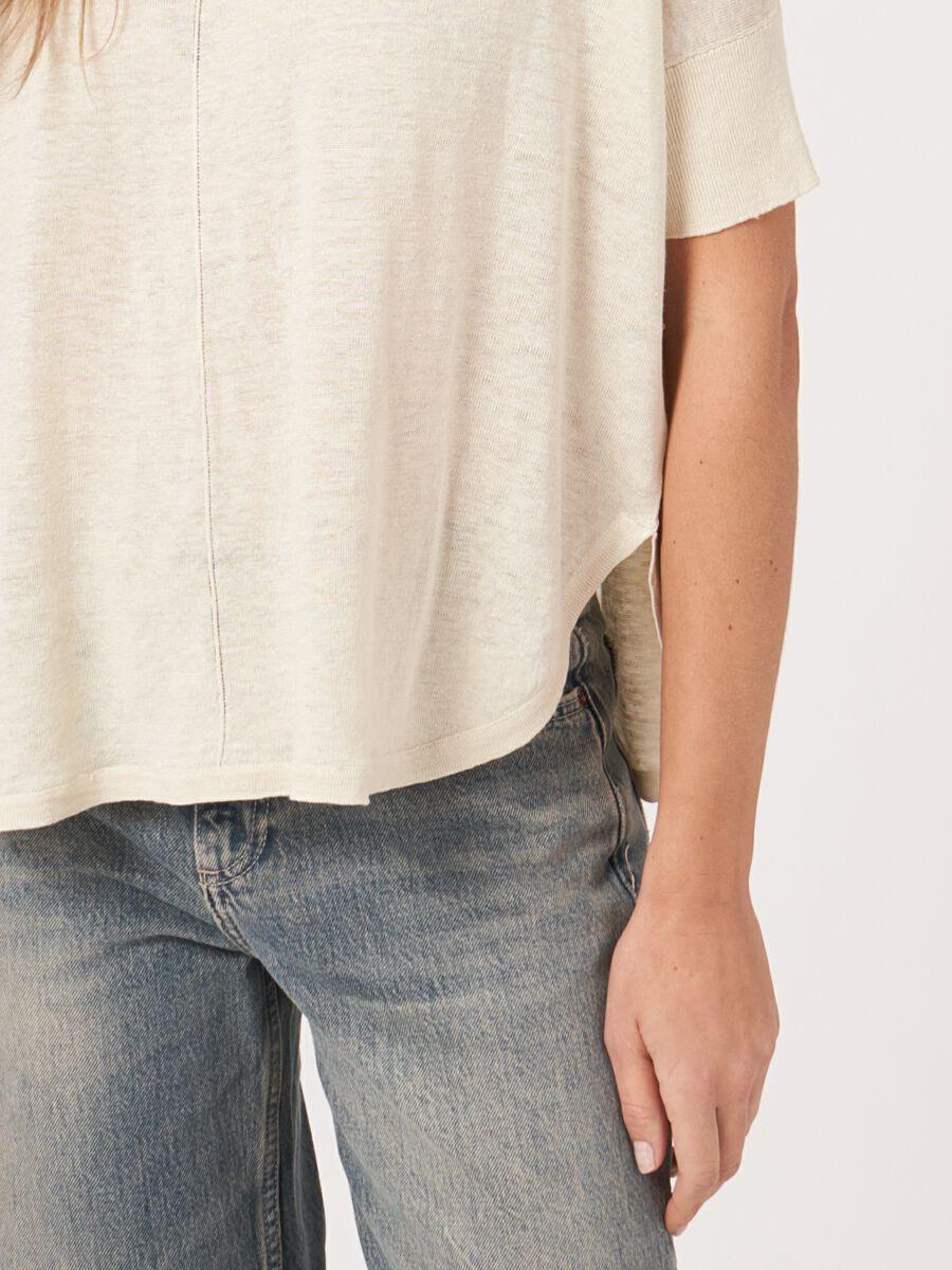 Repeat Cashmere Poncho-trui Met Ronde Zoom Van Zuiver Linnen