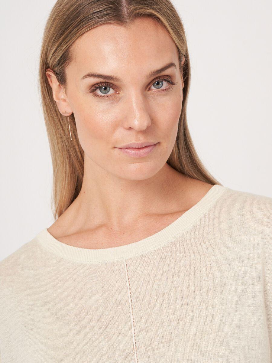 Repeat Cashmere Poncho-trui Met Ronde Zoom Van Zuiver Linnen