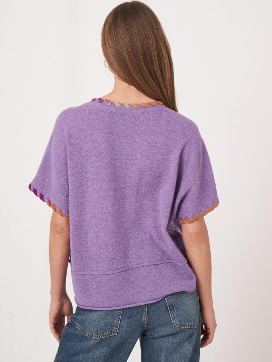 Repeat Cashmere Poncho-trui Van Biologisch Cashmere Met Geborduurde Festonsteek