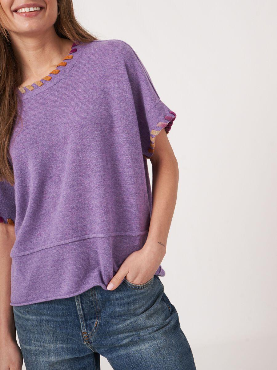 Repeat Cashmere Poncho-trui Van Biologisch Cashmere Met Geborduurde Festonsteek