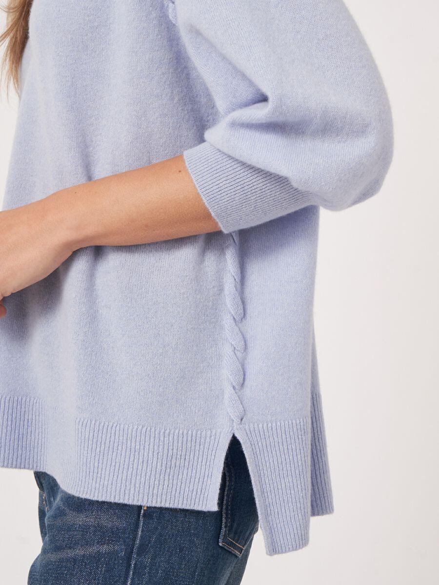 Repeat Cashmere Raglan Cashmere V-hals Trui Met Gevlochten Detail